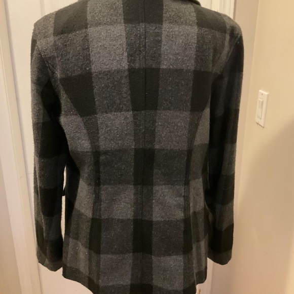 Kensie dark grey and black plaid pea coat - Picture 3 of 6